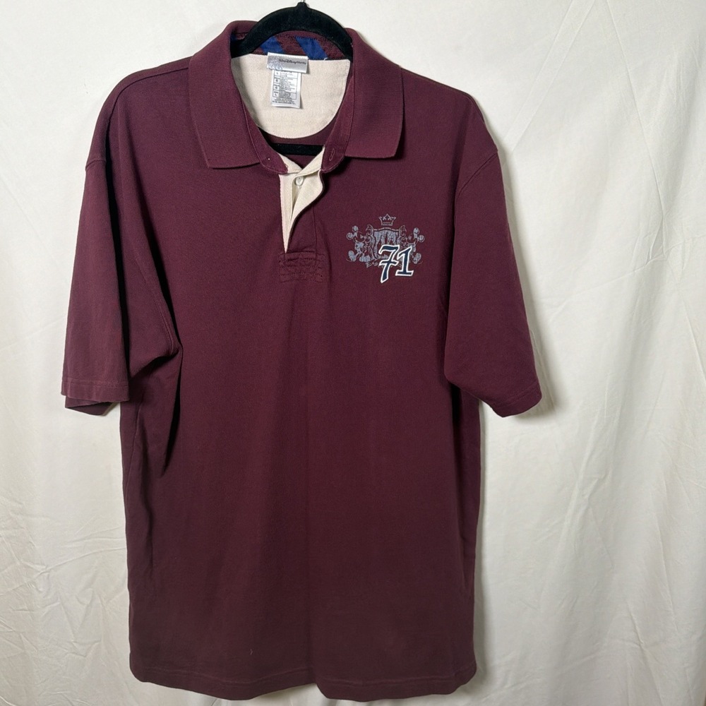 Walt Disney World Polo Shirt Mens Large 71 Embroidered‎ Maroon
